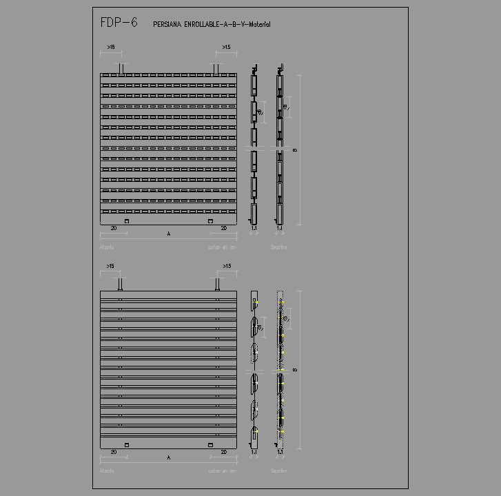Bloque Autocad Persiana enrollable